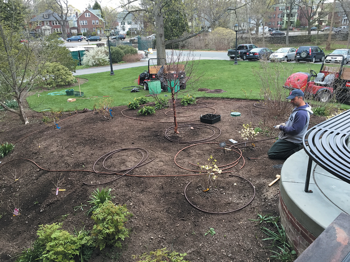 A color photo of an irrigation system at the Arboretum.