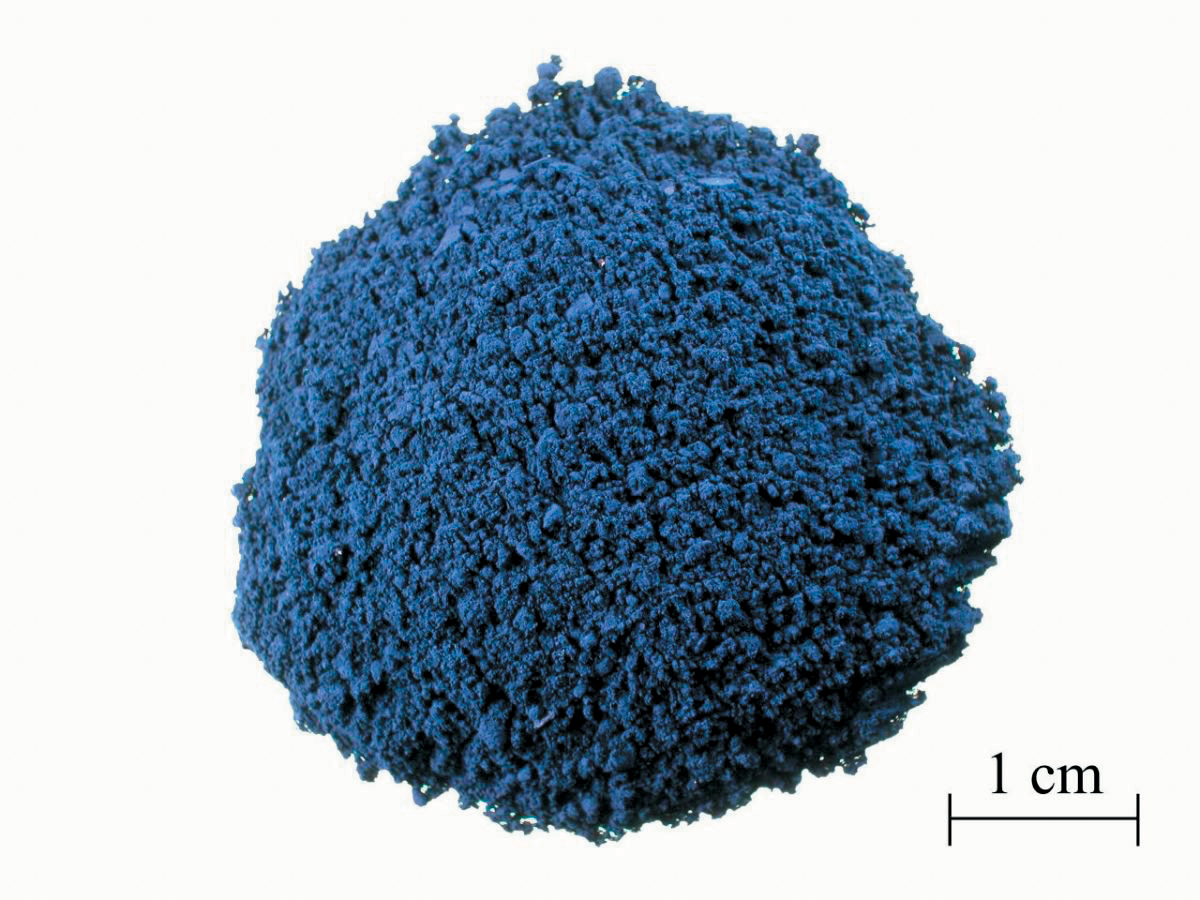 A color photo of powdered indigo dye.