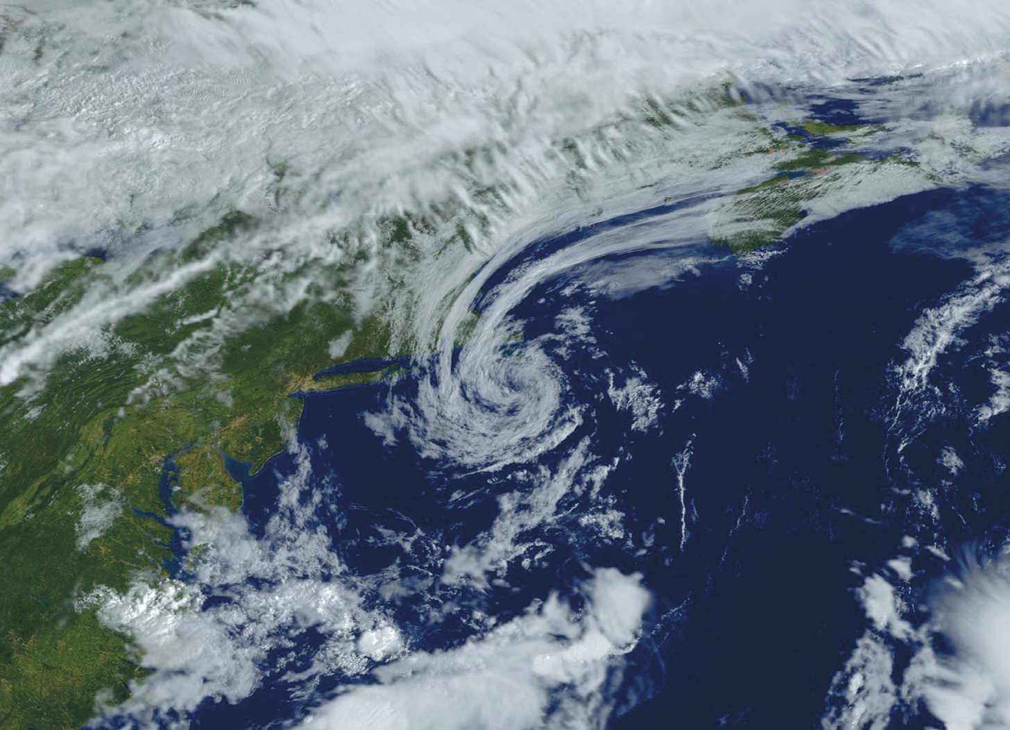 A color photo of a hurricane seen from space.