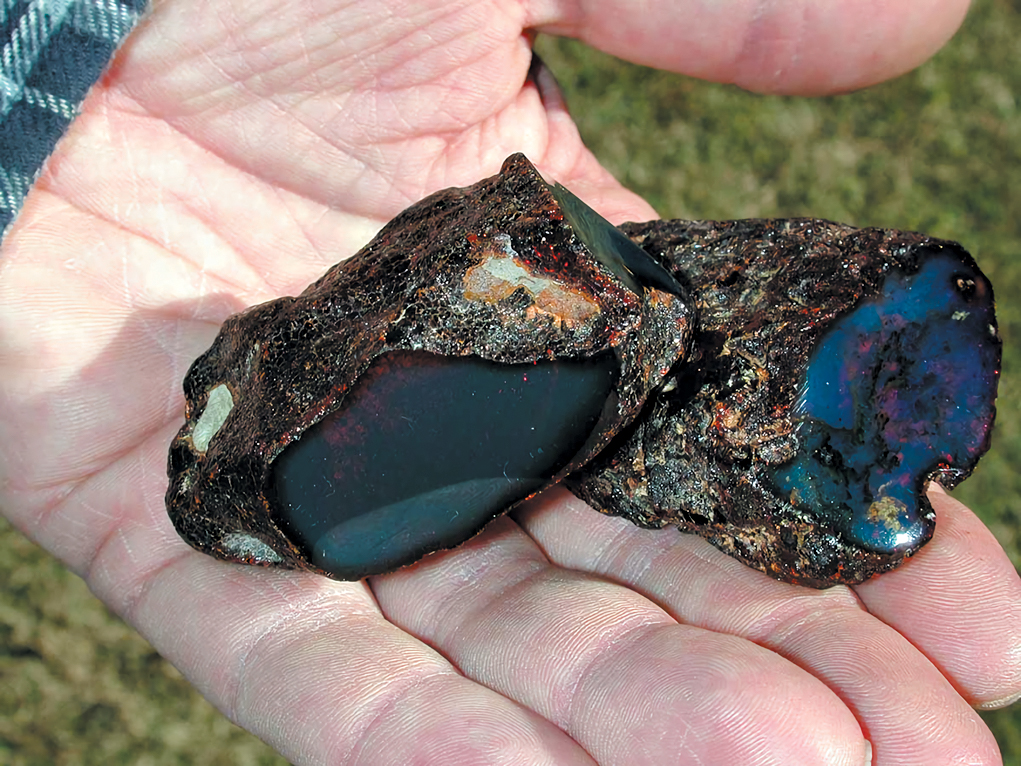 A color photo of blue amber.