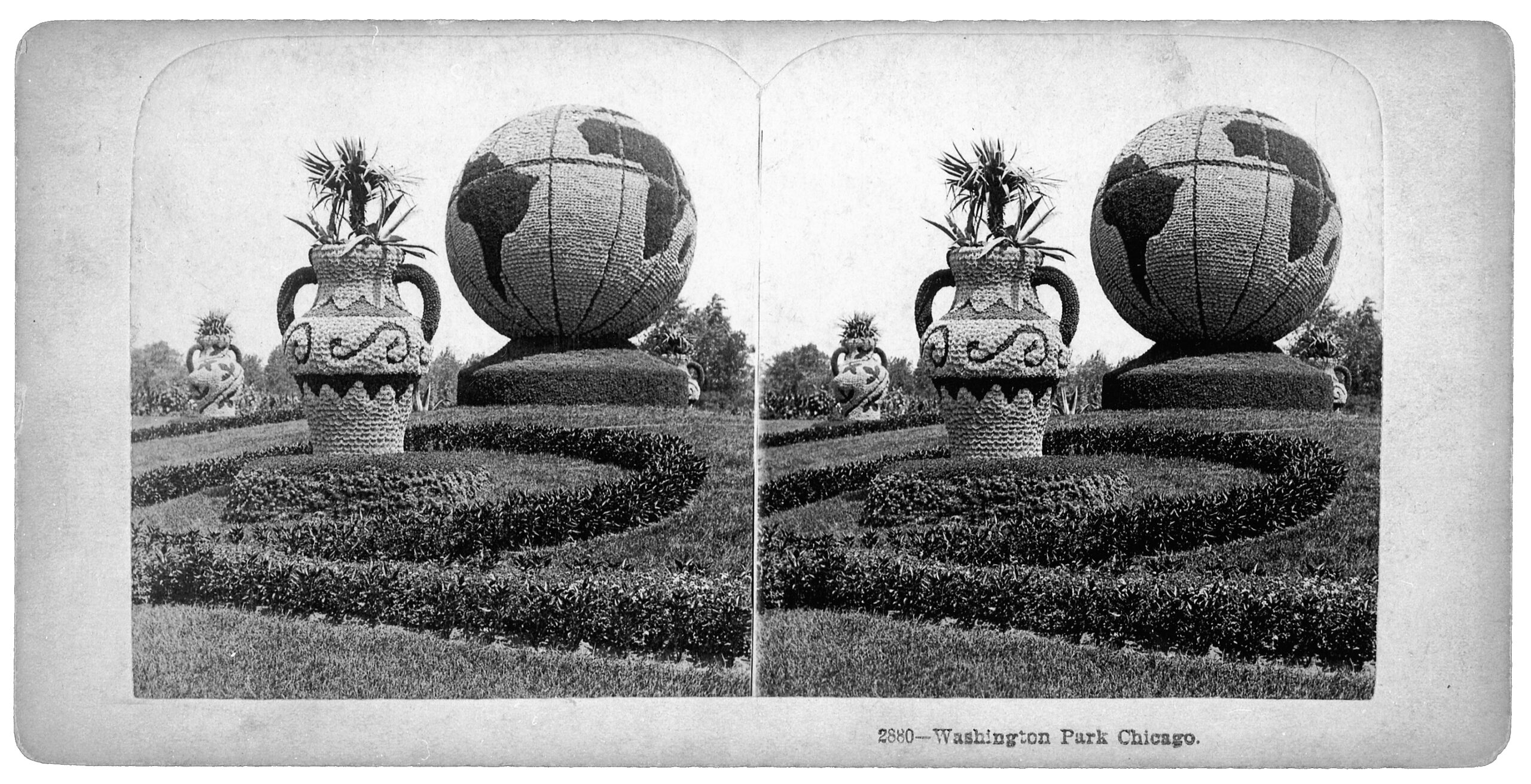 A black and white image of floral sculptures.