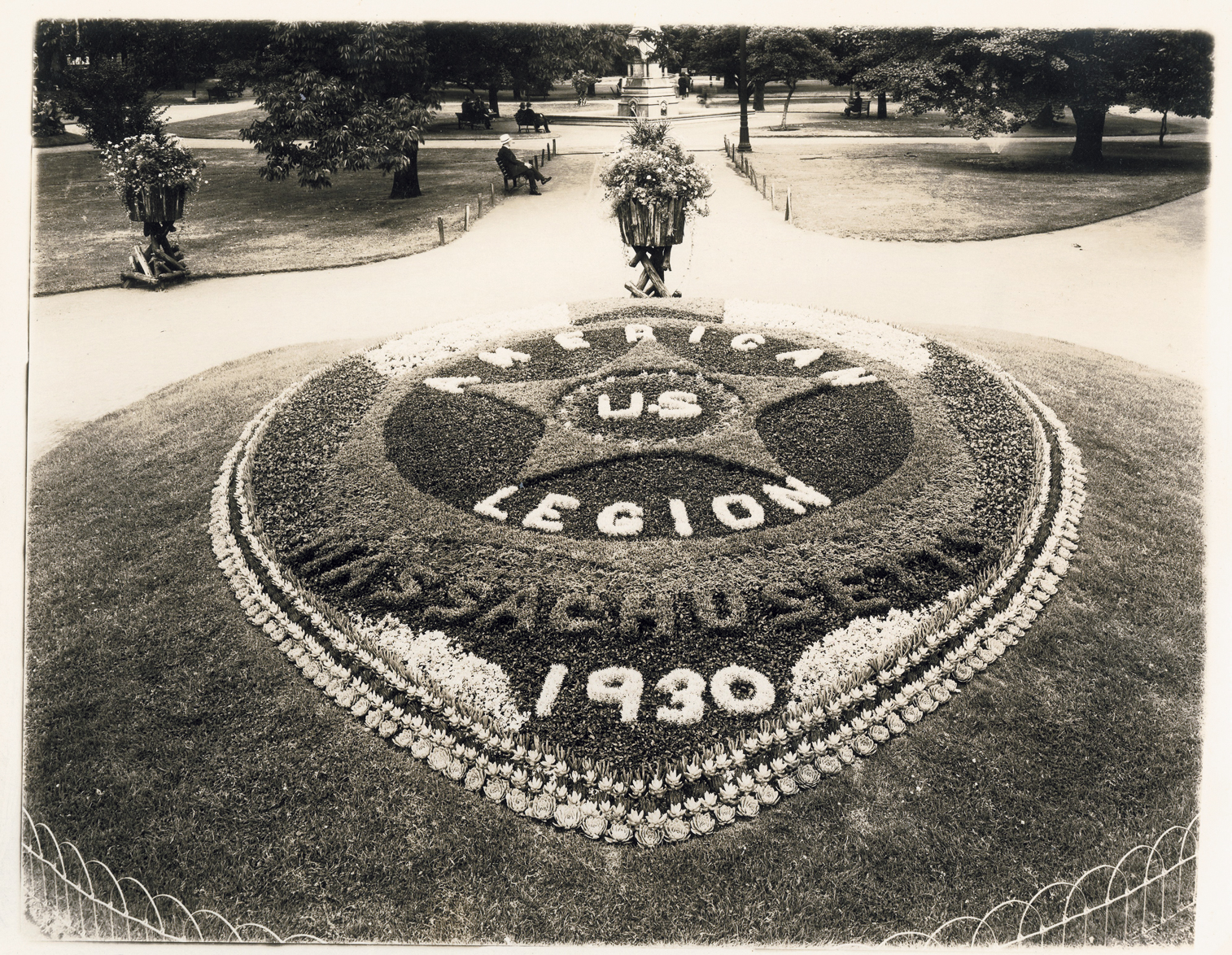 A color image of a floral bed in Boston Public Garden.