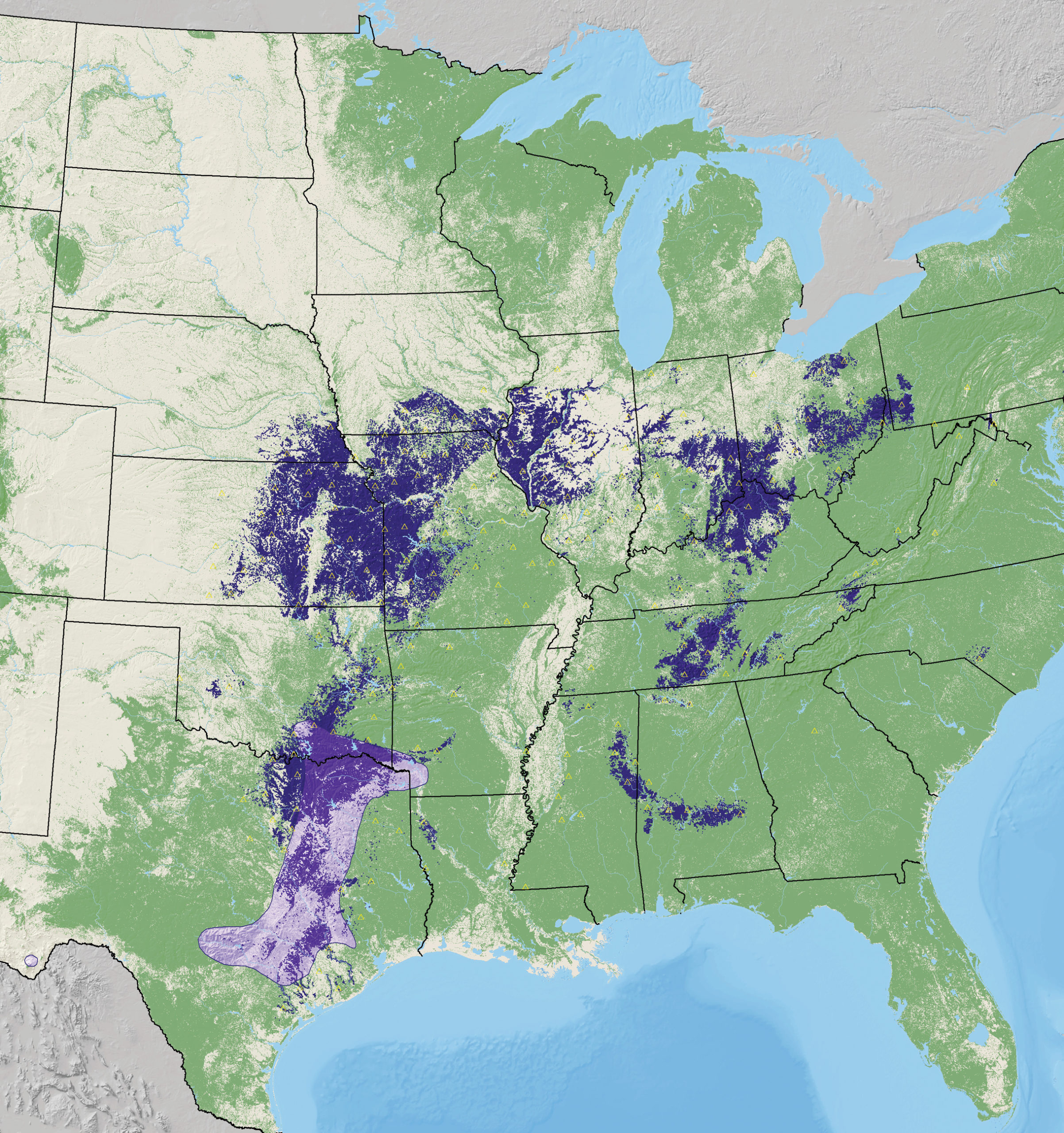 Map of eastern North America