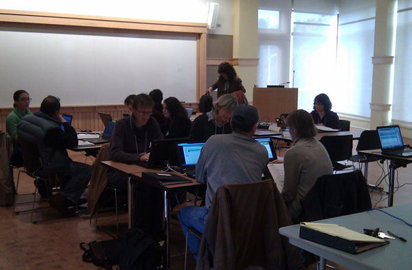 Class in the lecture hall.