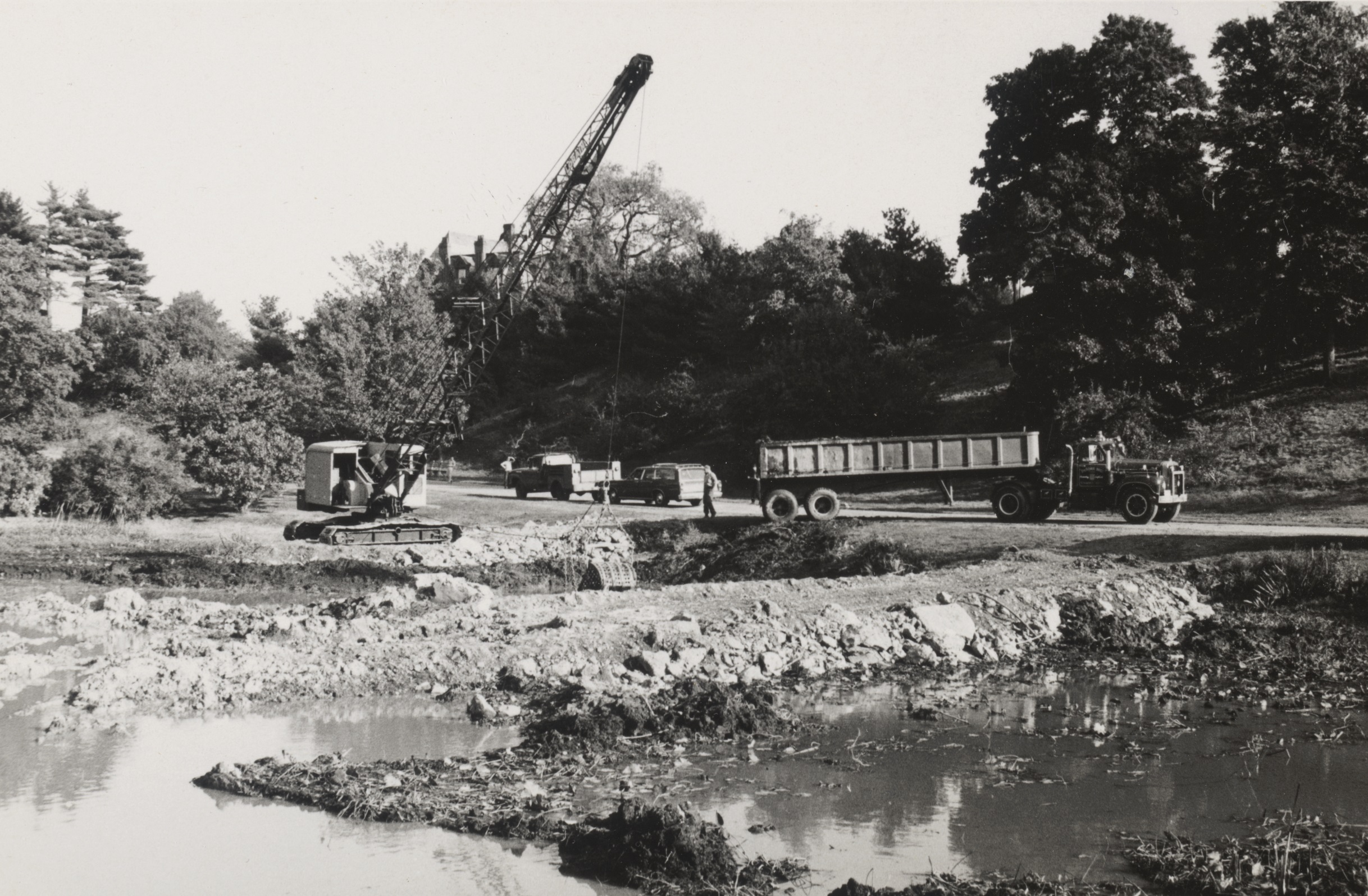 Dredging Dawson Pond in 1968.