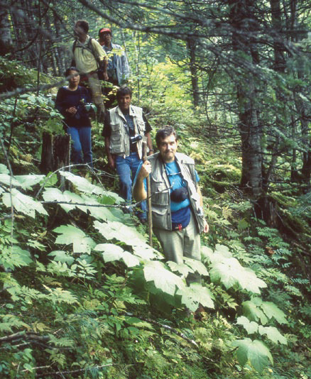 Photo of collectors on narrow path