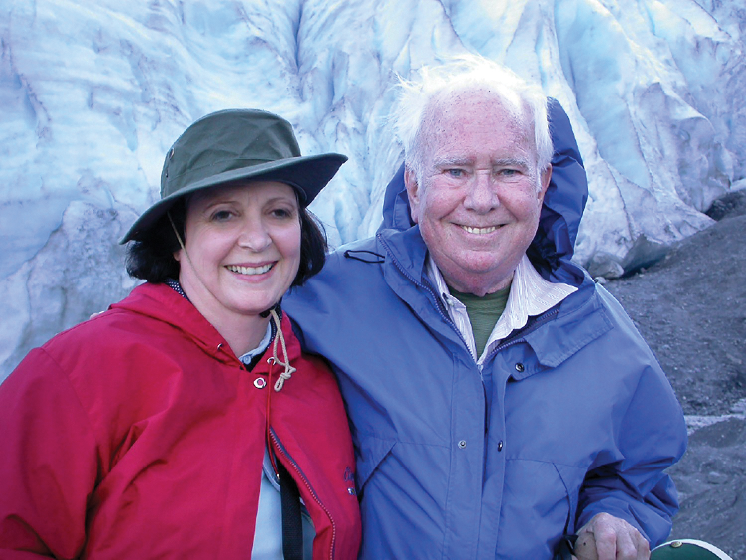 Photo of Pan and Peter Raven with ice formation in background