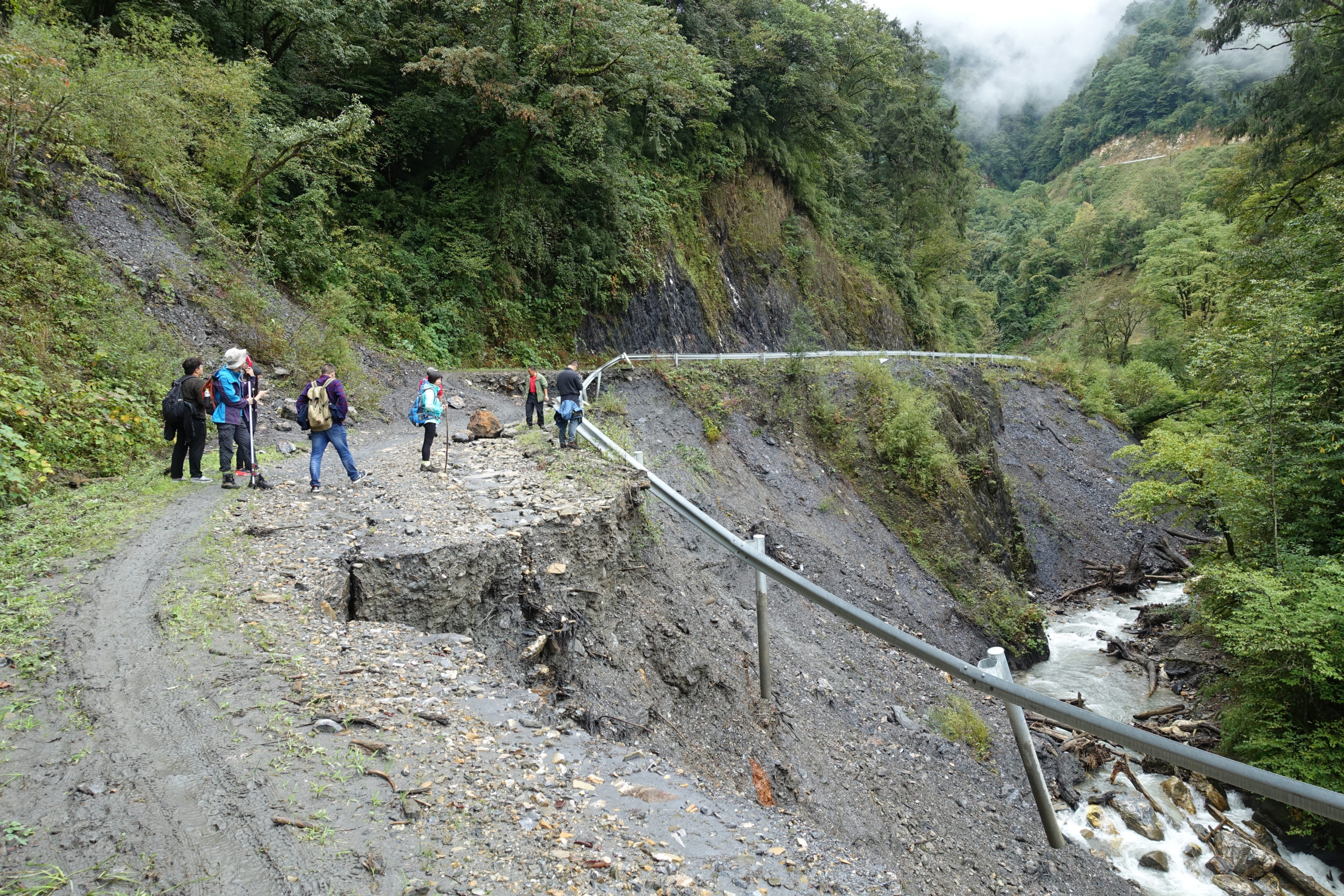 Eroding roads from heavy rains and earthquakes limited access by vehicle to certain areas throughout the expedition.