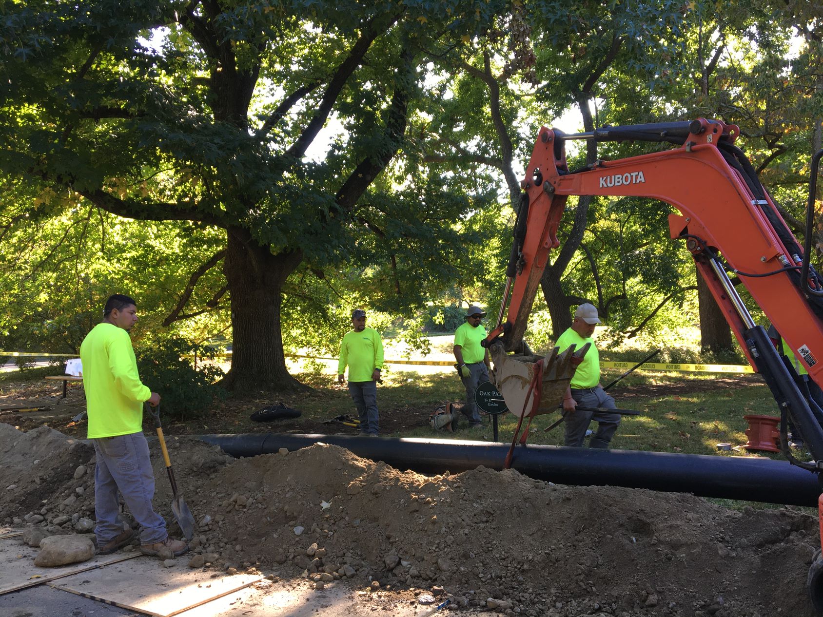 A crew putting in irrigation for the Centre Street Irrigation Project