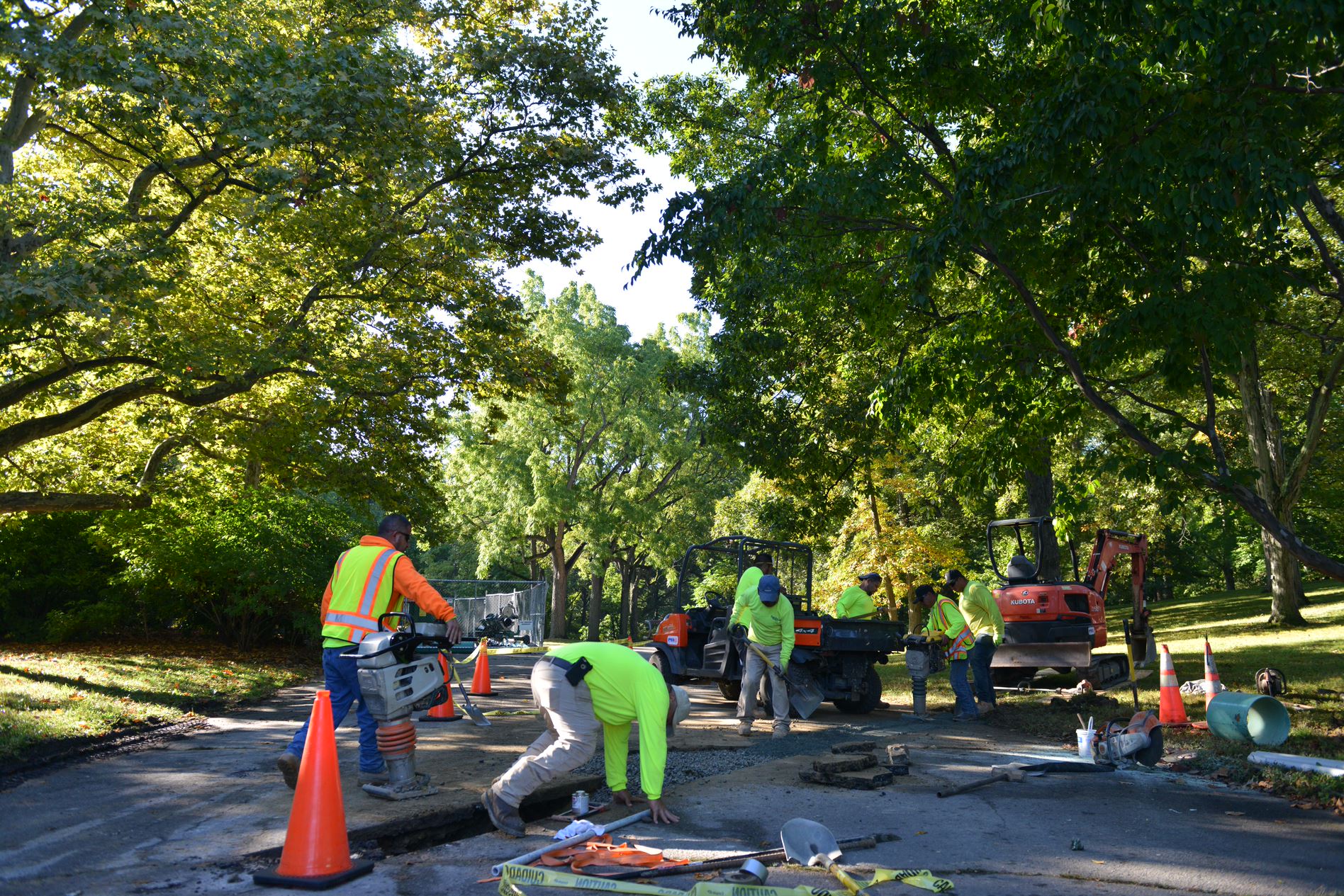 A crew putting in irrigation for the Centre Street Irrigation Project