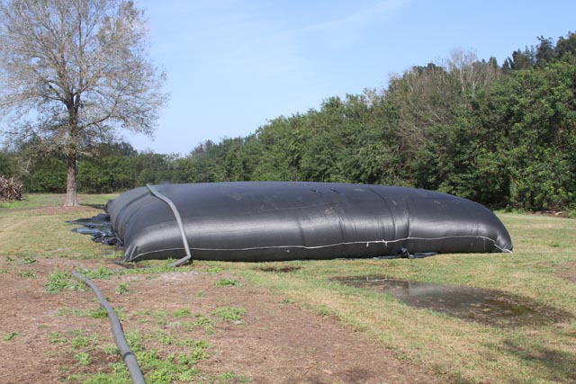 A geotextile dewatering tube similar to those in use during this project.