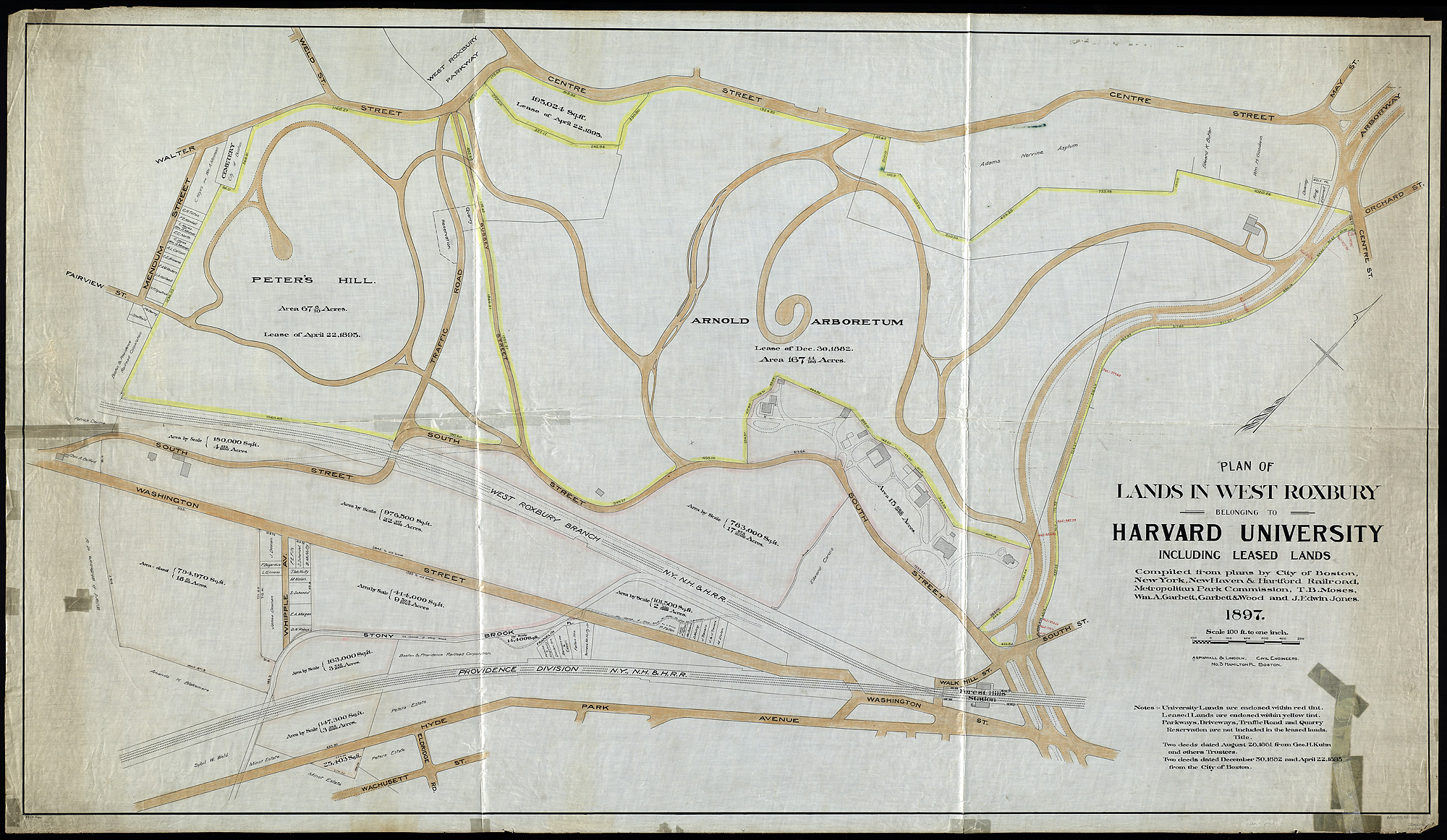 Arnold Arboretum map, 1897.
