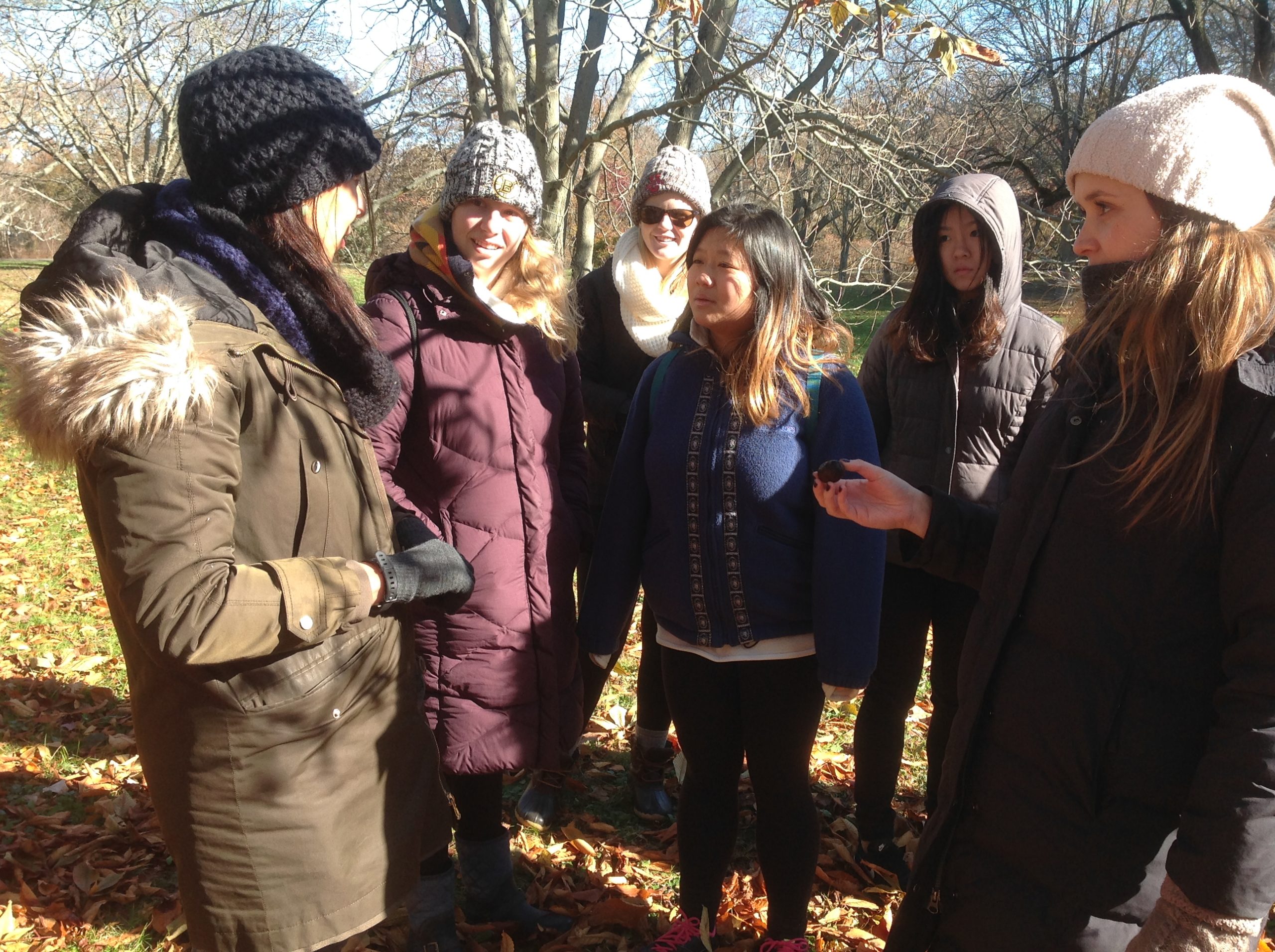 Prof. Nermeen Dashoush, left, and BU students talk about change over time.