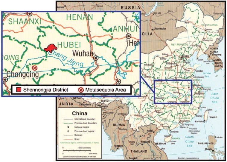 Map of the collecting area for the 1980 Sino-American Botanical Expedition.