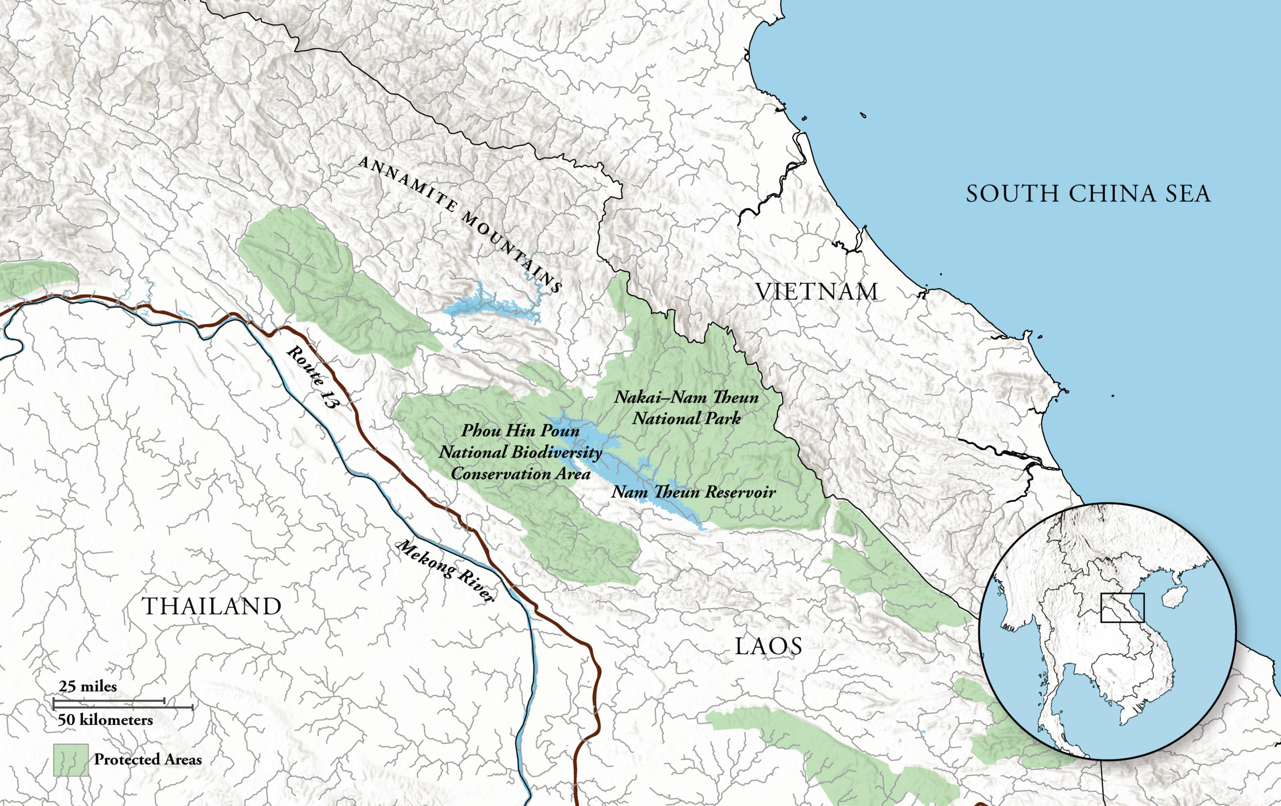 Map of preserved areas in Laos