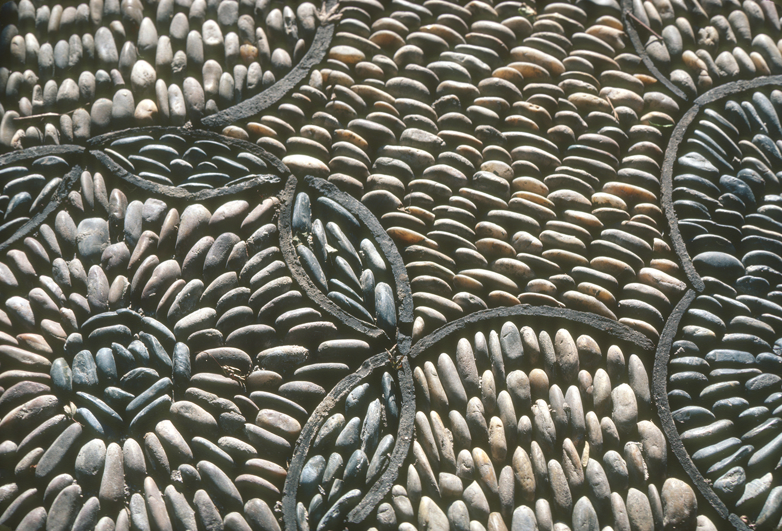 Decorative pebble pavement in Nanjing Botanic Garden.