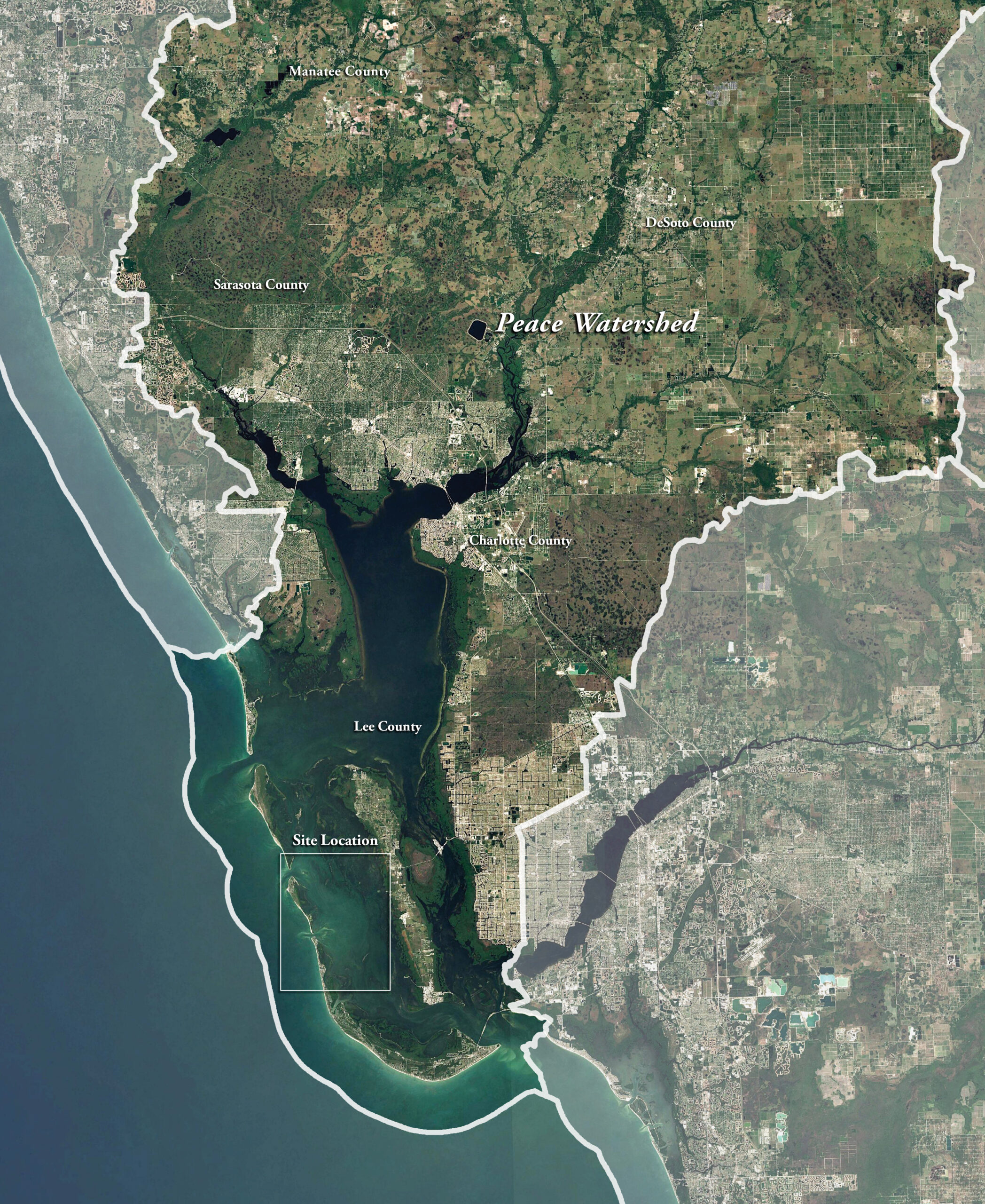 Map showing Captiva Island on the southeastern coast of Florida