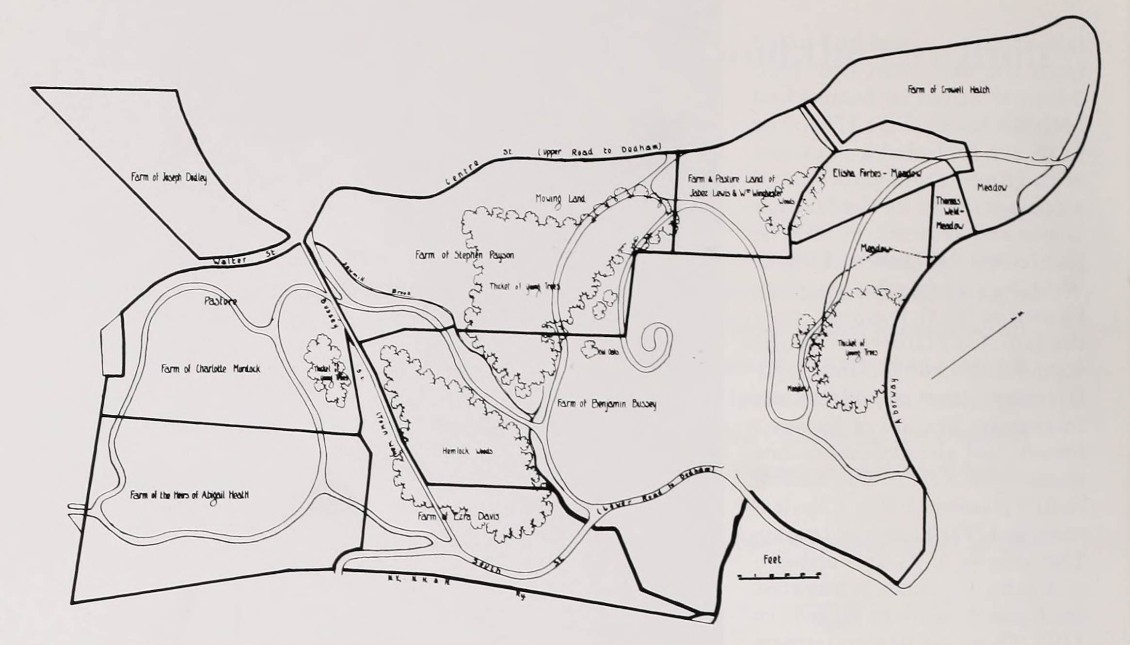 Two maps of land that now comprises the Arnold Arboretum.