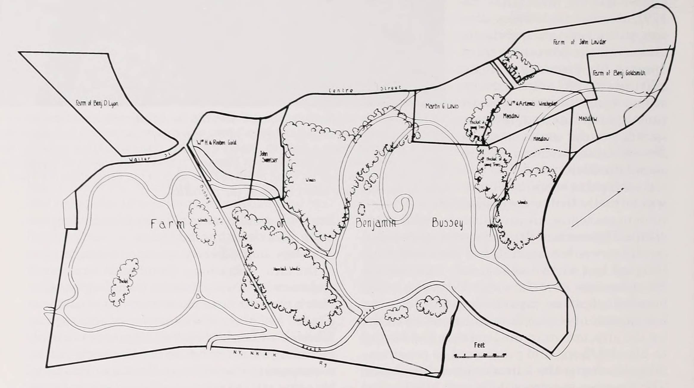 Maps of land that now comprises the Arnold Arboretum.