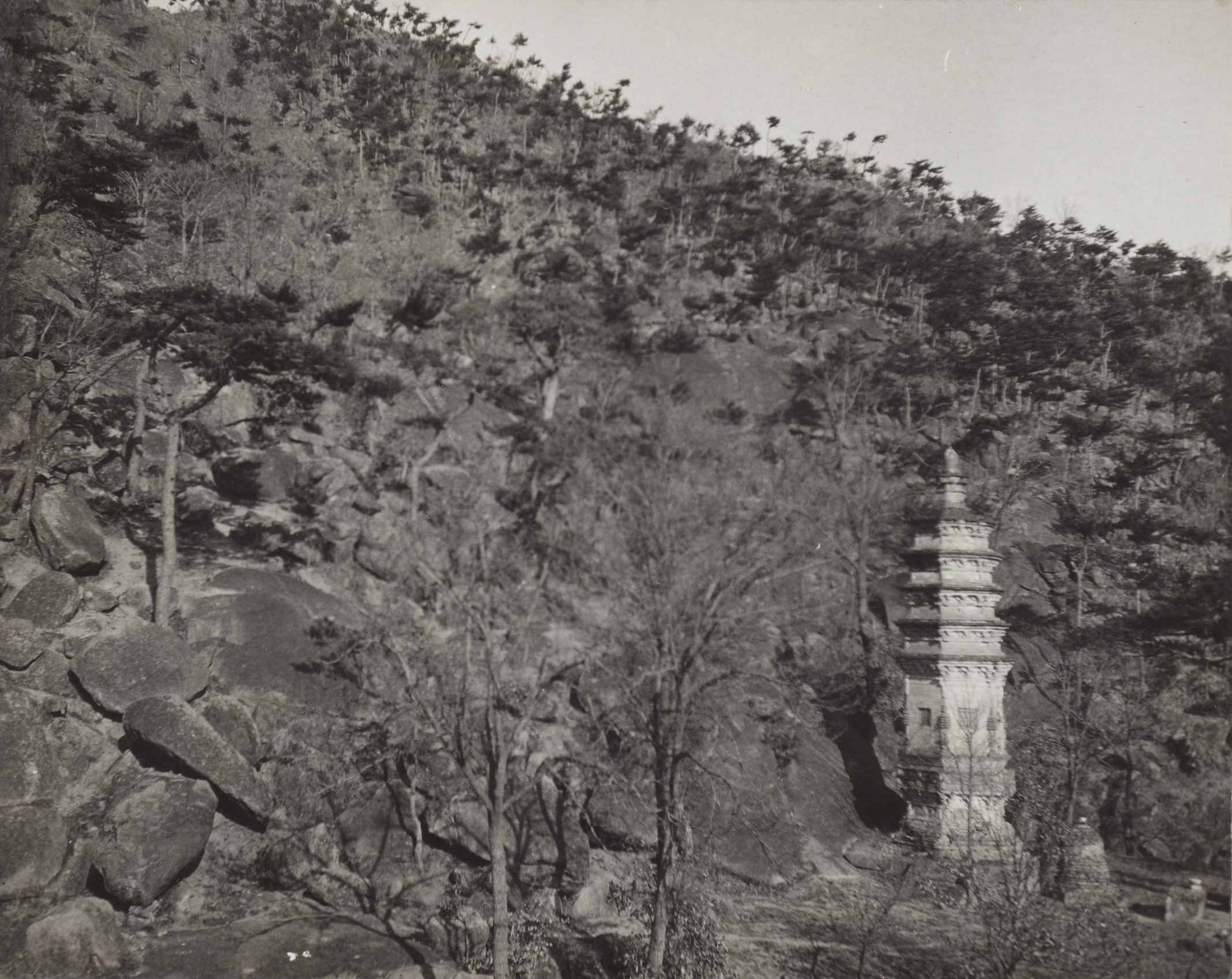 Frank Meyer photographed this pagoda perched on a rocky slope near Pang shan, Hebei Province.