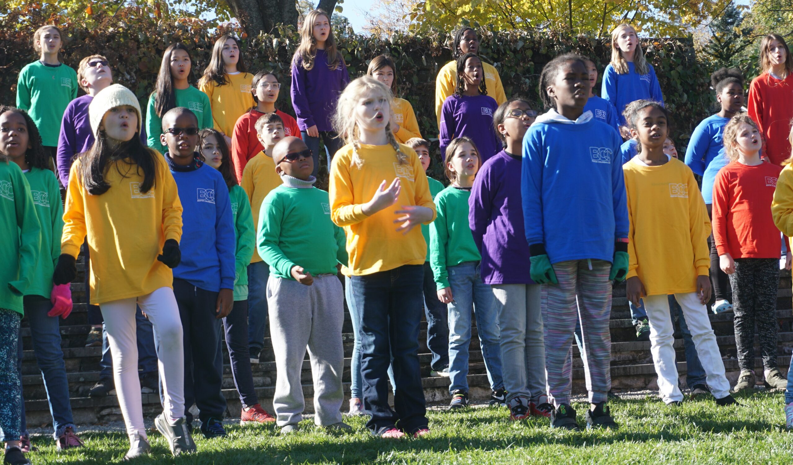 Many children singing