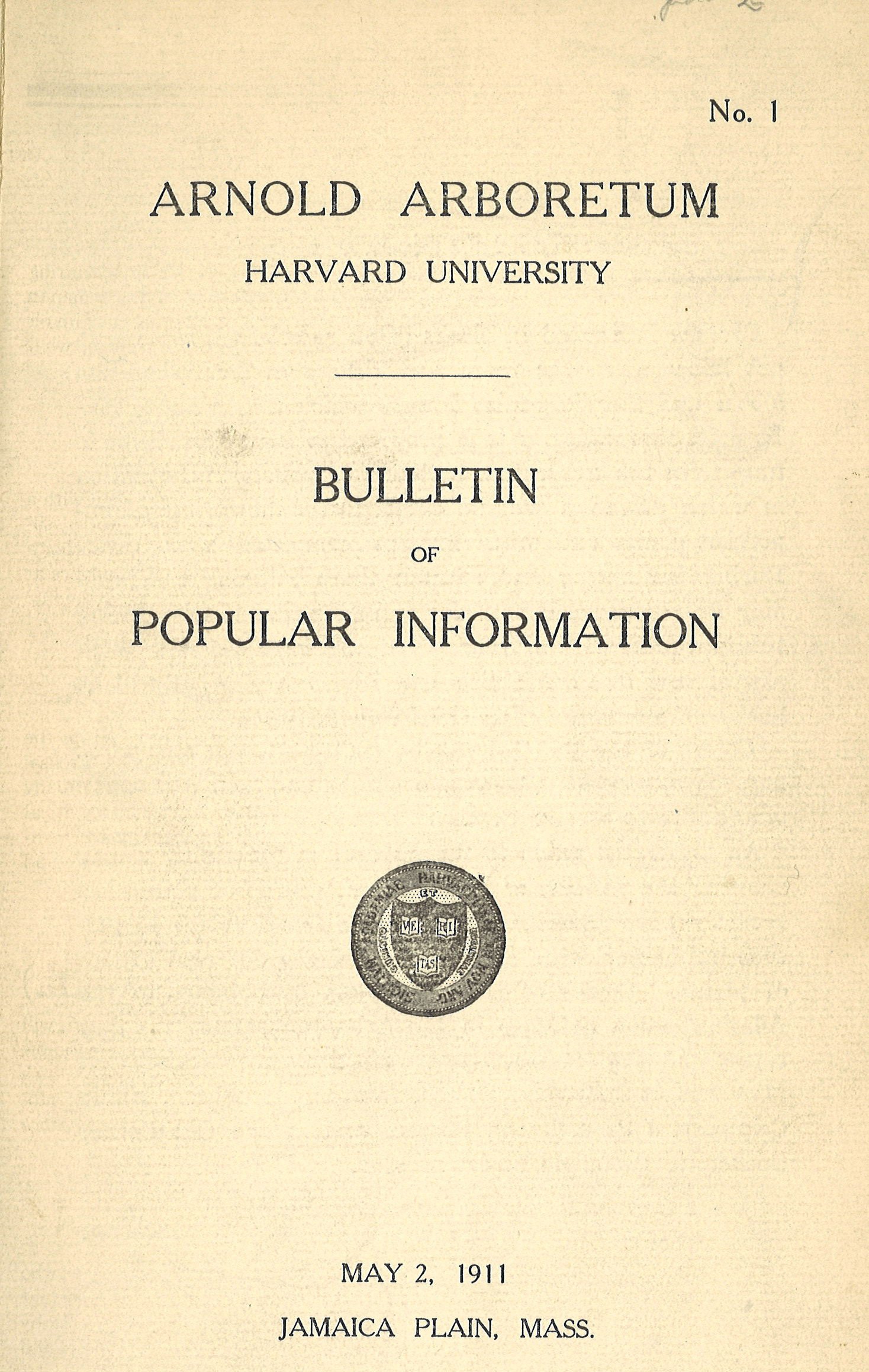 Cover page of the first issue of the Bulletin of Popular Information in 1911.