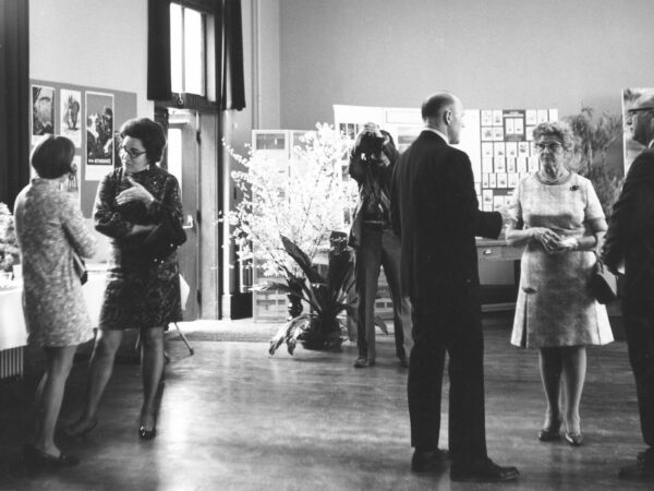 Visitors examine an exhibition on conservation in the spring of 1971.