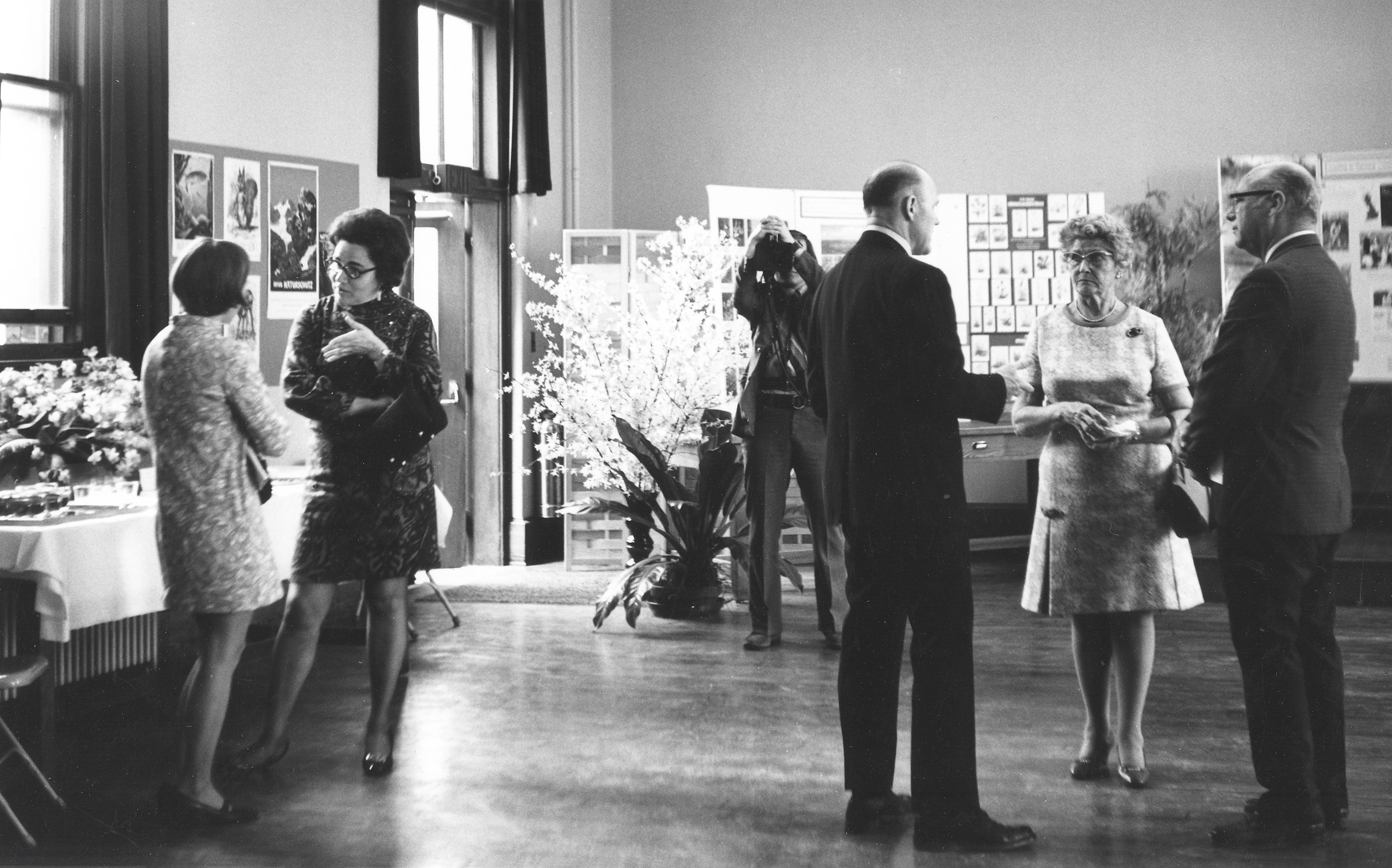 Visitors examine an exhibition on conservation in the spring of 1971.