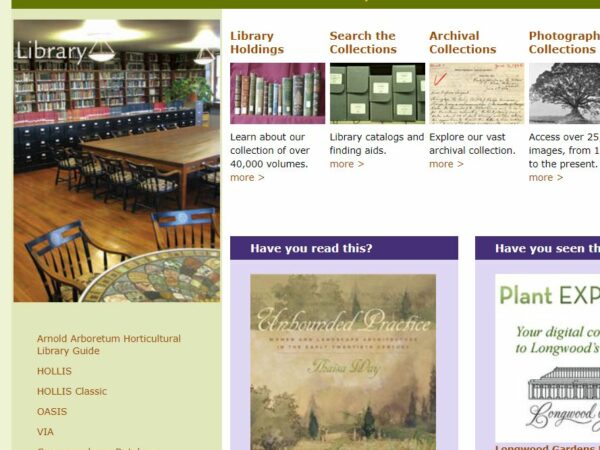 Screenshot of the old Arboretum website ca. 2009.