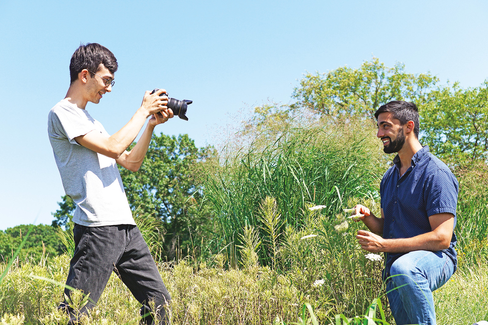 Ben Goulet photographs Jacob Suissa at the Arboretum