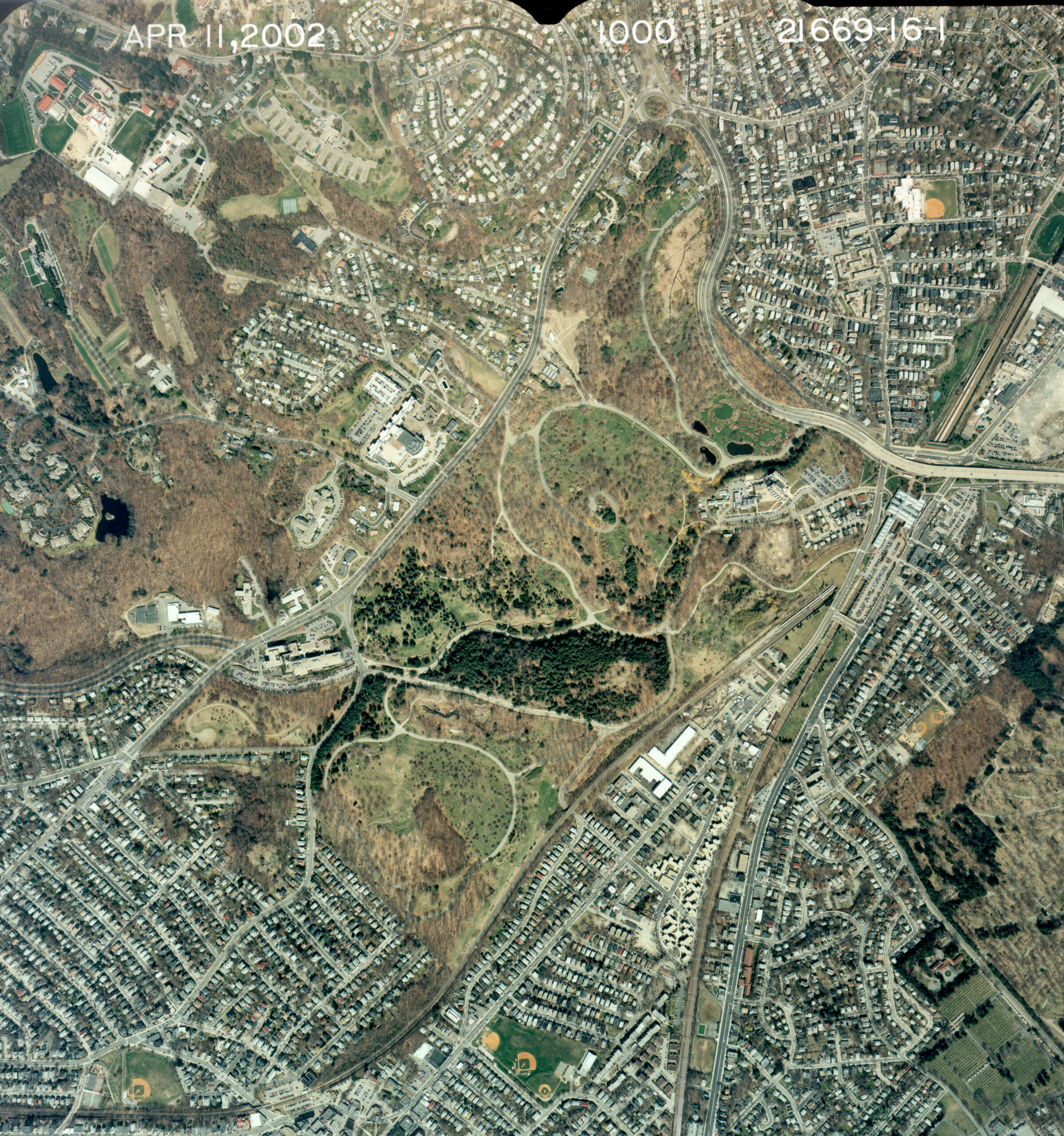Aerial photograph of the Arnold Arboretum