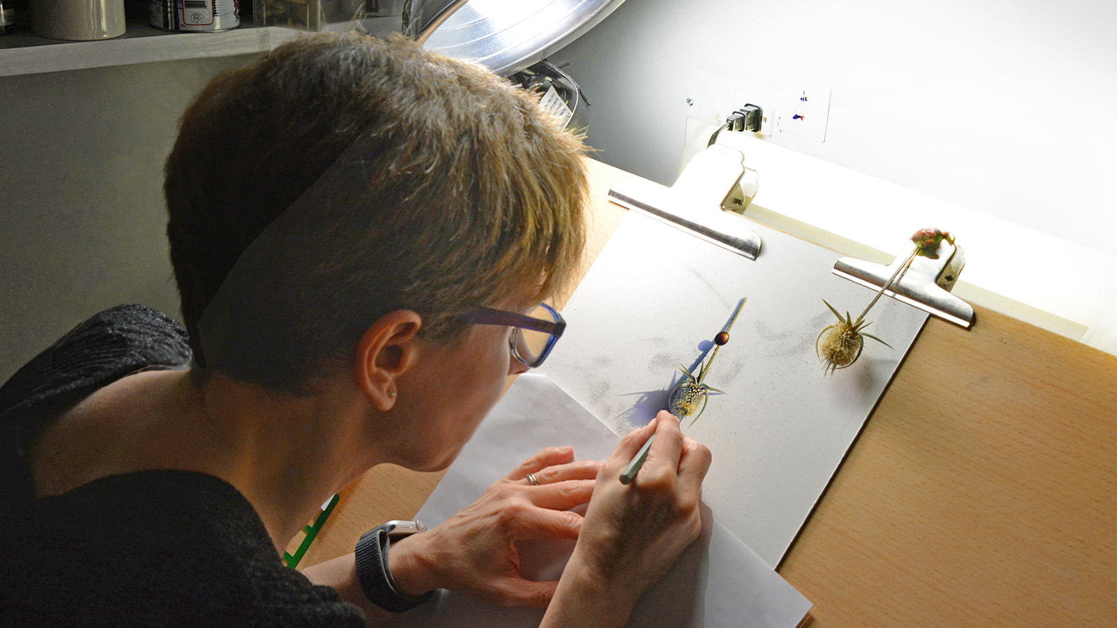 Artist Laura Fantini working in her studio
