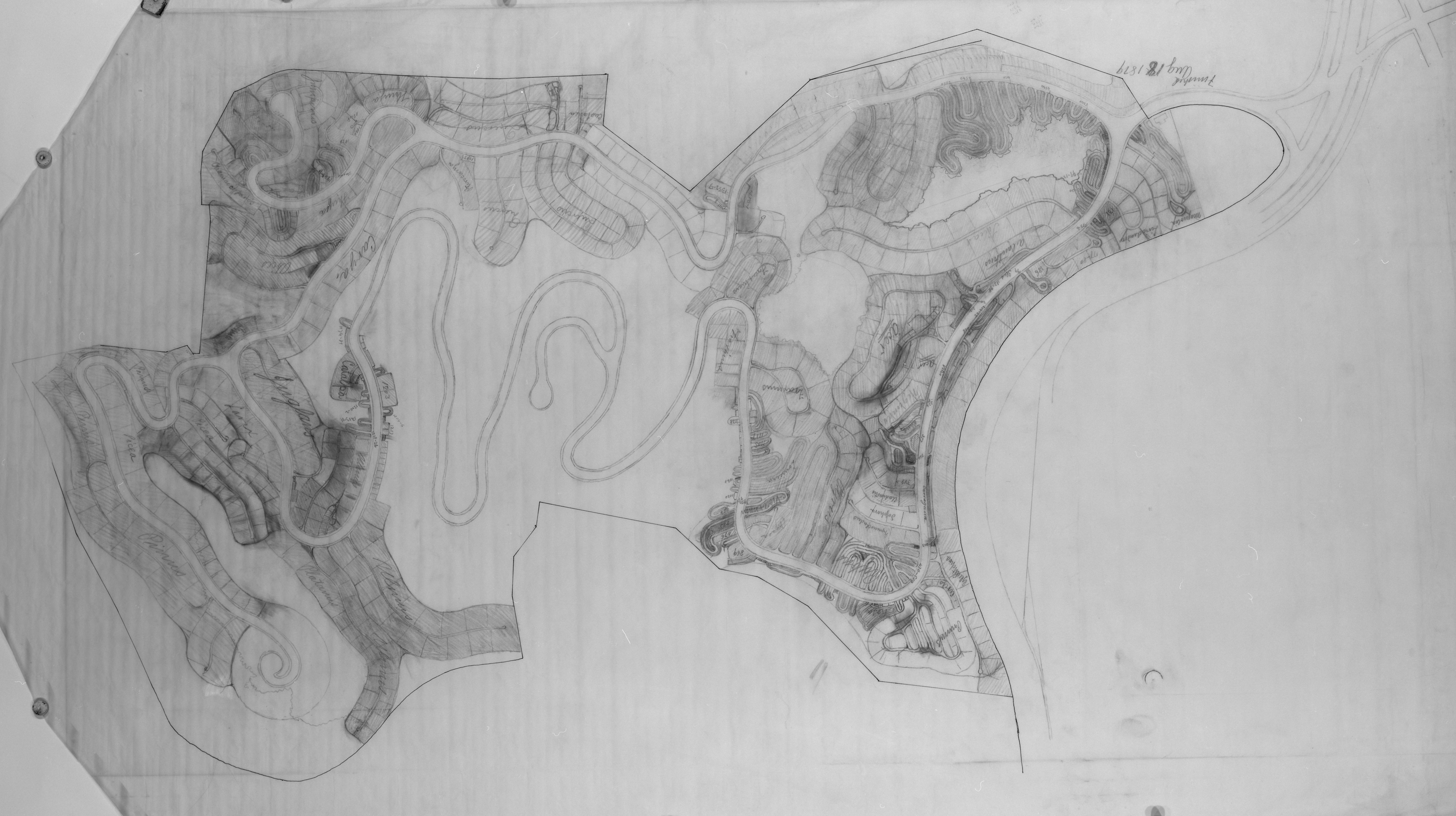 Plan for the Arnold Arboretum road system by Frederick Law Olmsted, August 1879.