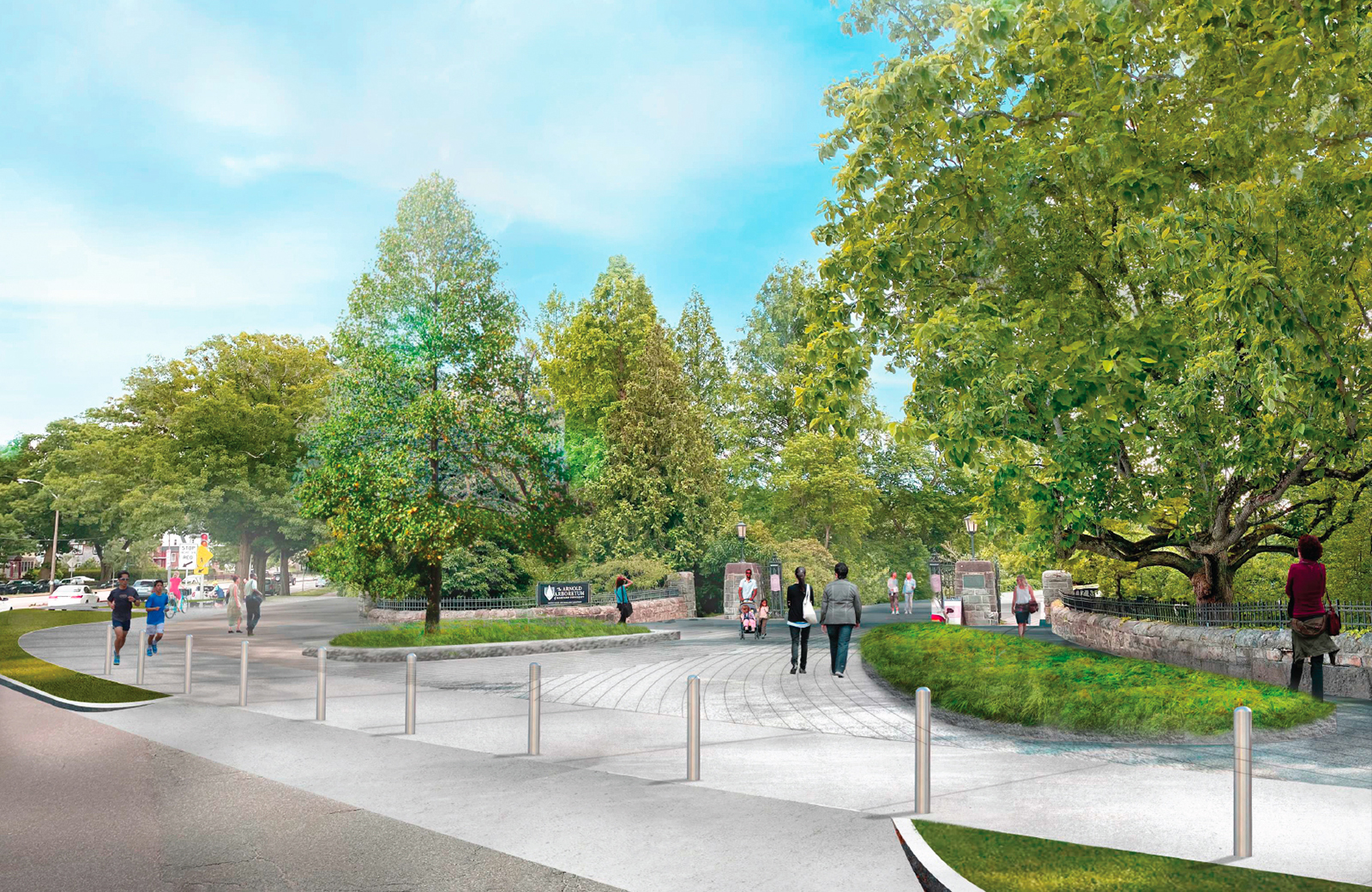 Early concept for Arborway Gate improvements created by Michael Van Valkenburgh Associates.