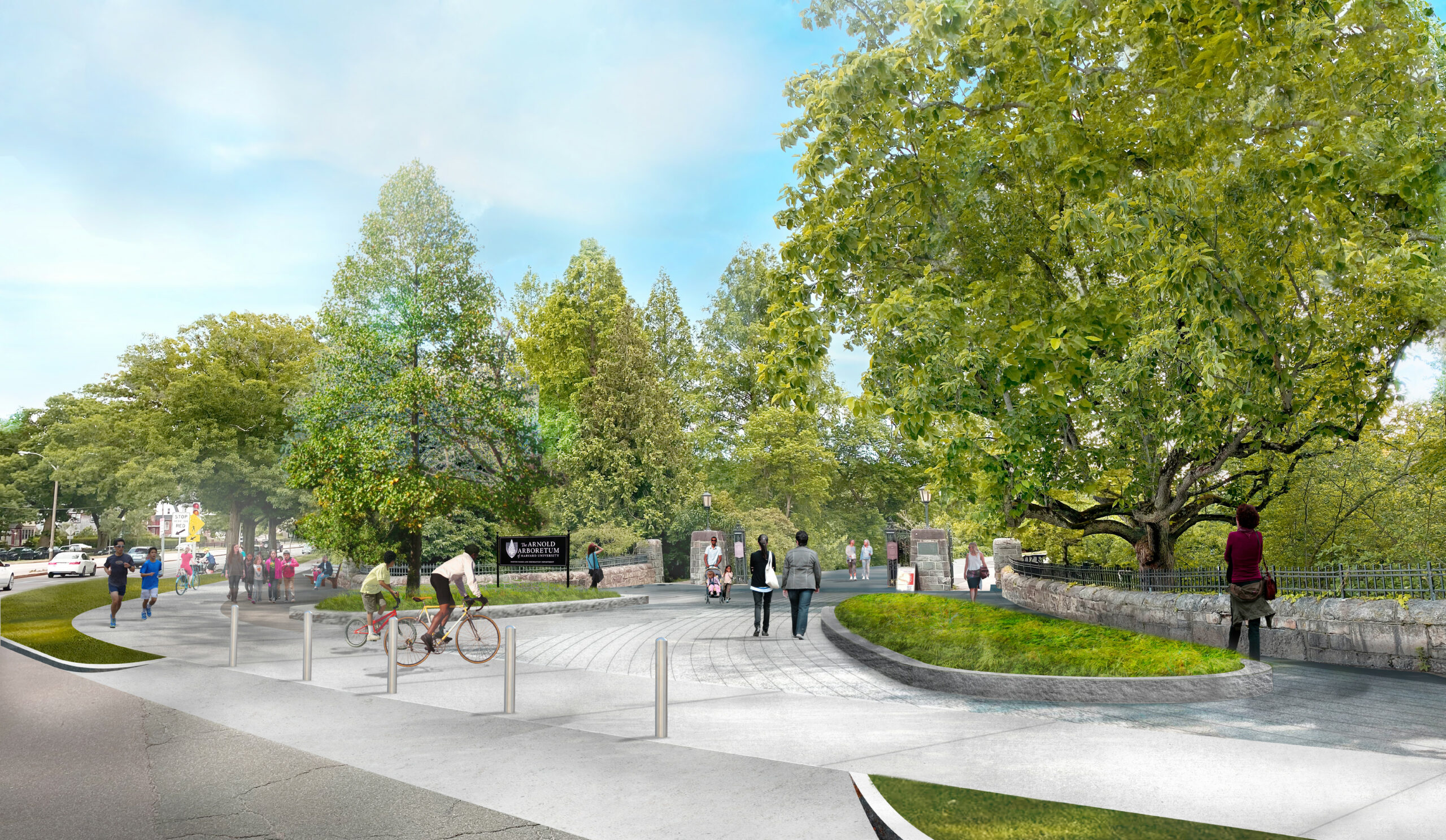 Image of a conceptual rendering of possible improvements at Arborway Gate entrance
