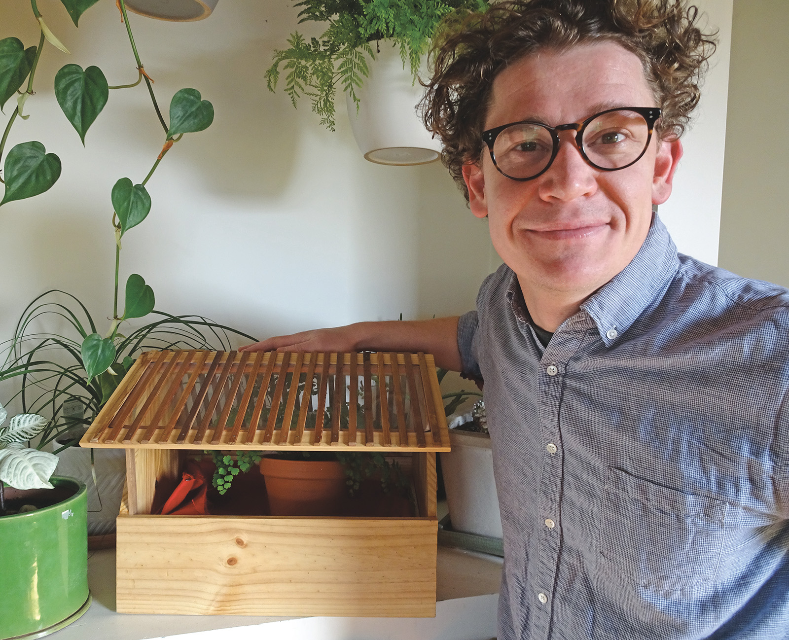 Luke Keogh and his own replica of a Wardian Case