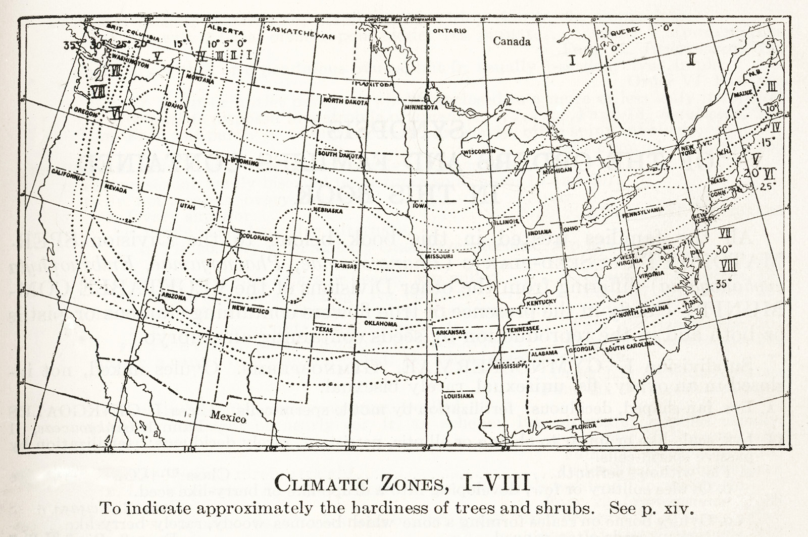 Hardiness zone map of the continental U.S. created by the Arnold Arboretum in 1927.