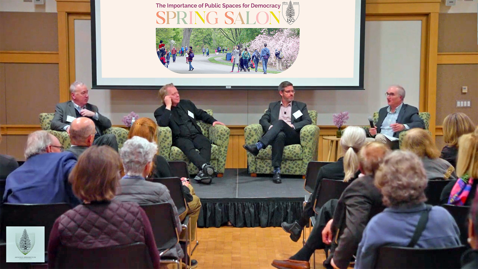 Director Ned Friedman joins Professor Ethan Carr and landscape architects Michael Van Valkenburgh and Matthew Girard for a conversation about renewing the Arboretum's entrances held in May at the Weld Hill Research Building