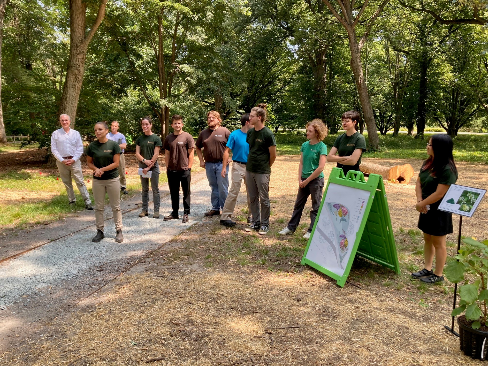 Hunnewell interns present their summer project to Arboretum staff with Director Ned Friedman