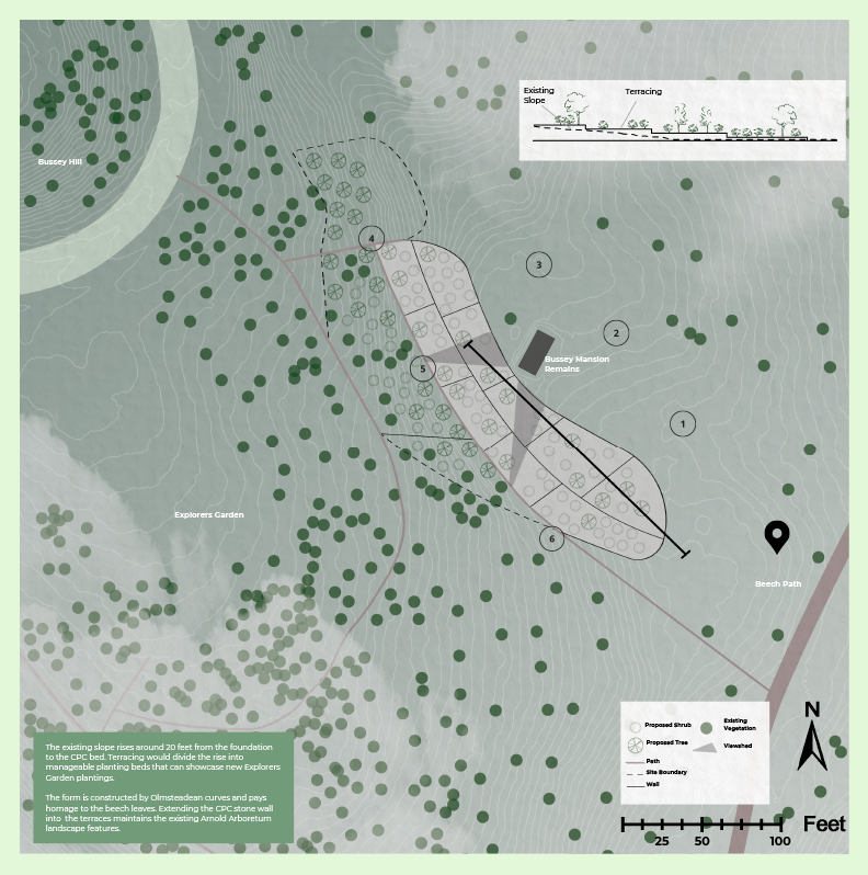 map of the 2024 intern project on Bussey Hill