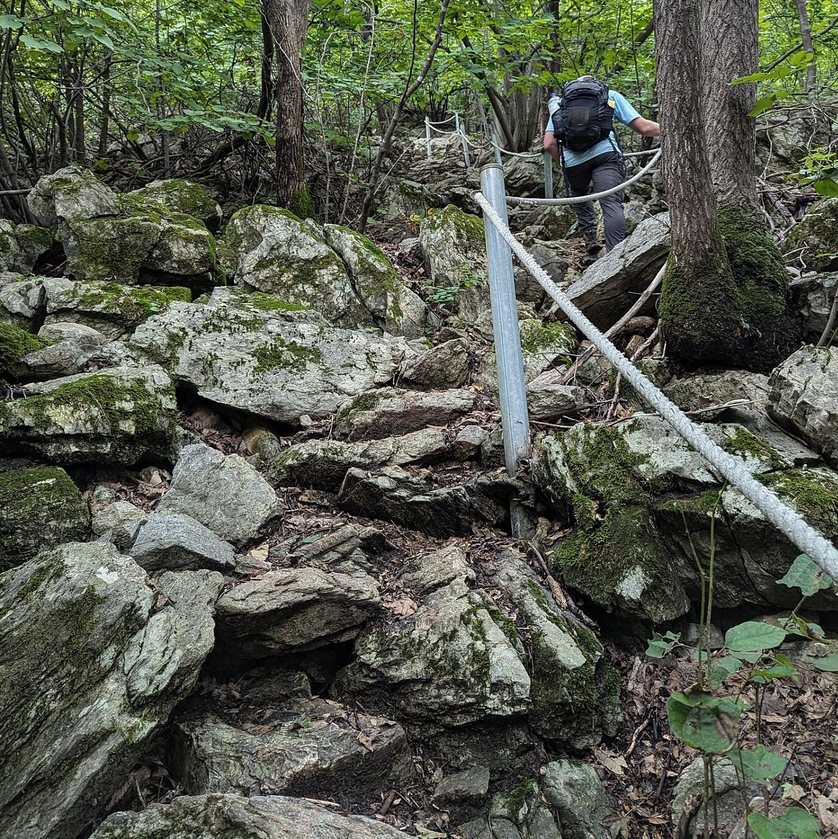 Steep and rocky trail in Taebaek Mountains
