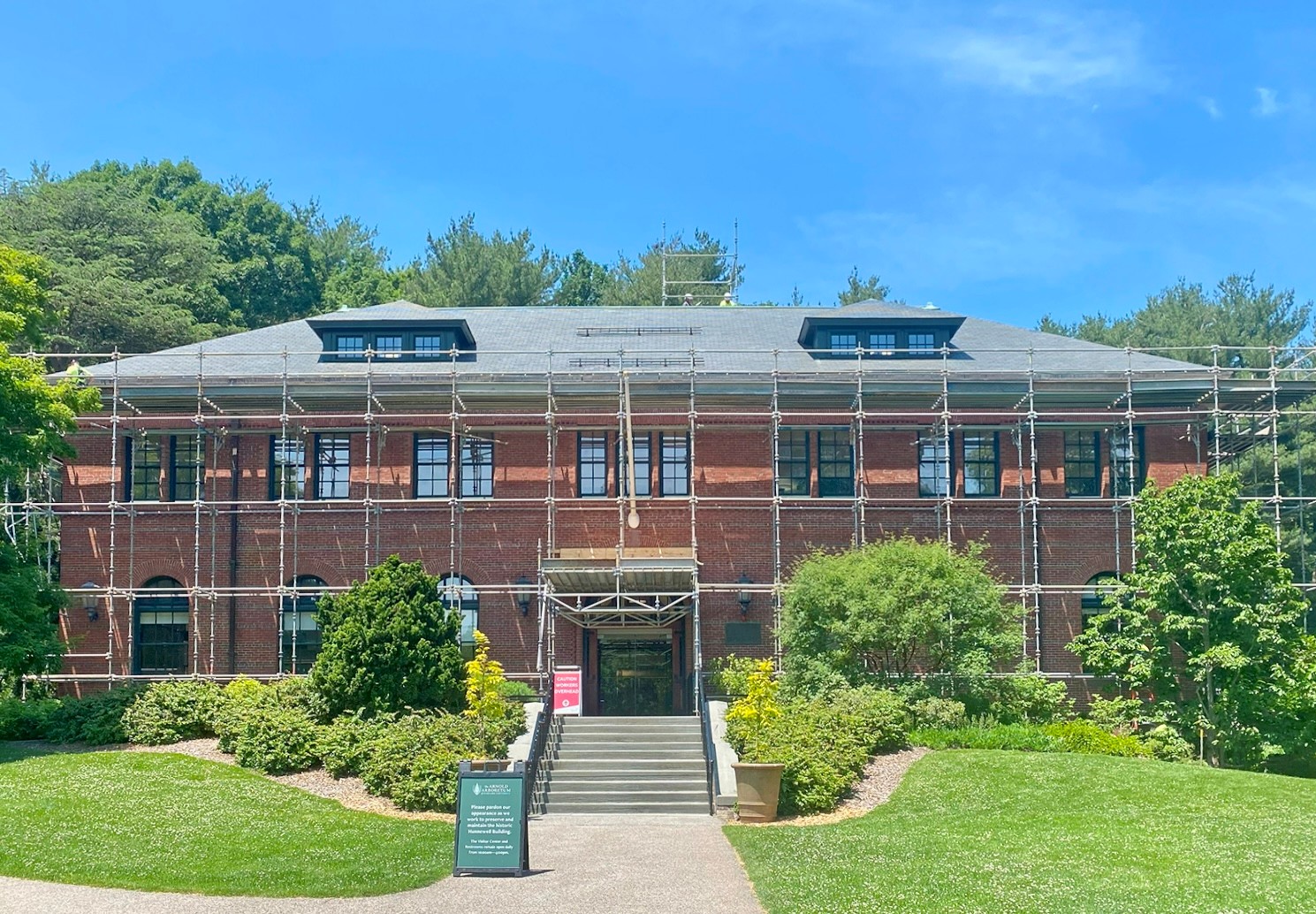 Hunnewell Building with scaffolding for renovation work