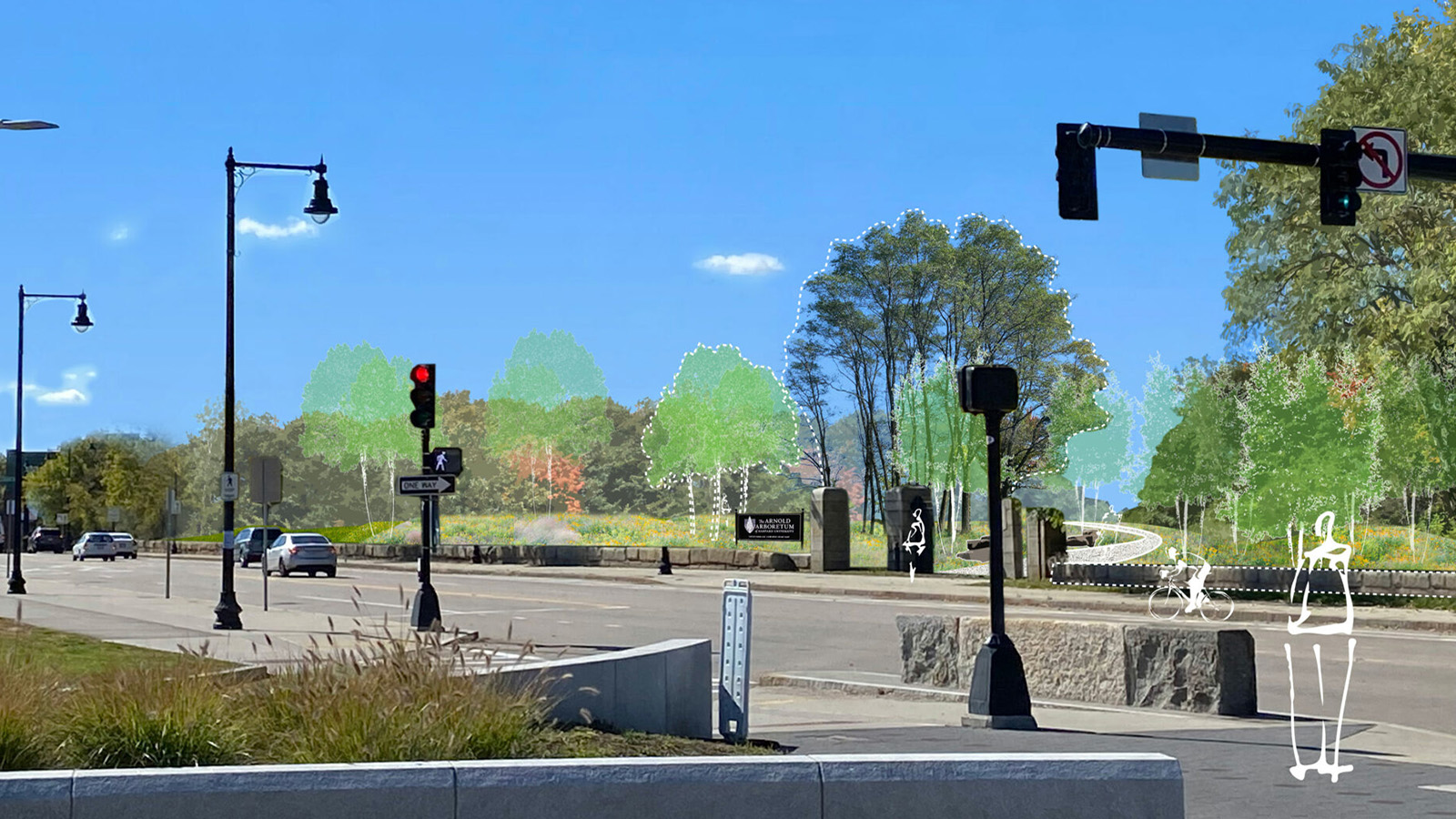 View of the Washington Street entrance